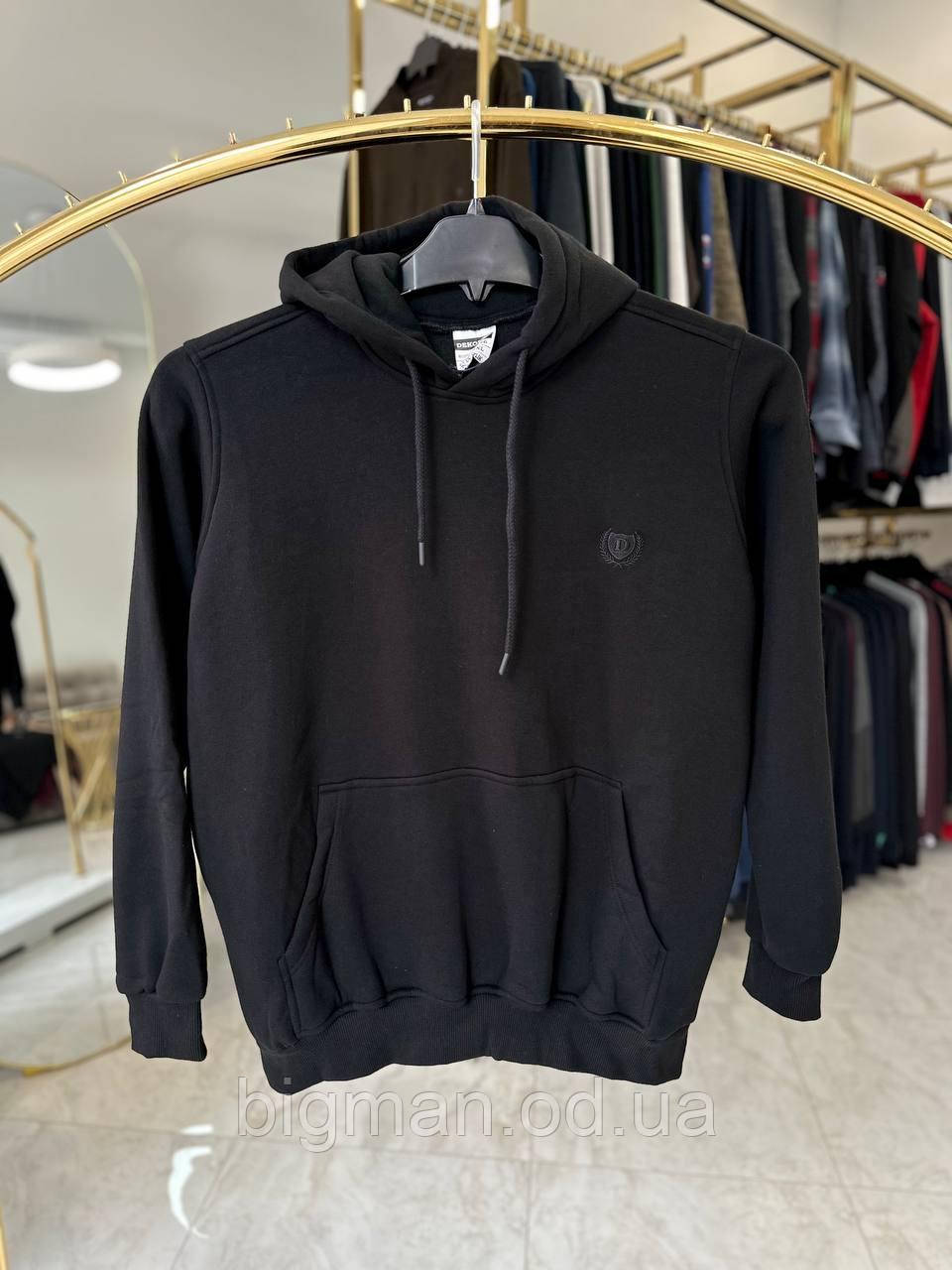 Чоловічий худі на флісі Dekons 1276 (батал) 2-10XL чорний