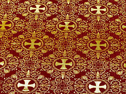 Шовкова церковна тканина Аланія бордова із золотом Аланія