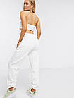 Жіночі зимові спортивні штани білі на флісі на резинці, фото 2