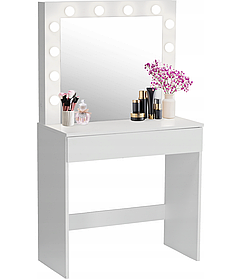 Туалетний косметичний столик, дзеркало з LED підсвіткою, "HOLLYWOOD"" 80x40x140см Польща ORIG85