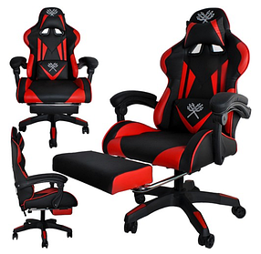 Крісло геймерське, ігрове з екошкіри з підставкою для ніг Dunmoon (Red) ORIG92