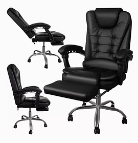 Крісло комп'ютерне, офісне  з підніжкою, з екошкіри  Польща (23286) (Black) ORIG95
