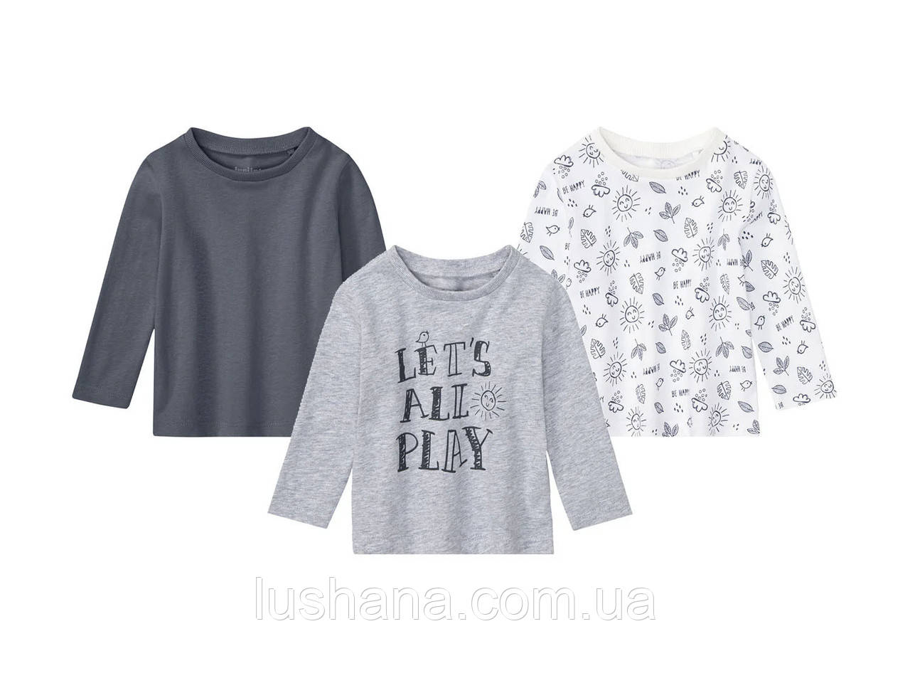 Кофти реглани лонгсліви Lupilu на хлопчика / набір 3 шт. / трикотаж / р.74-80 - 6-12 місяців, фото 1