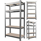 Стелаж металевий 150x70x30  5 полиць (сірий), фото 3