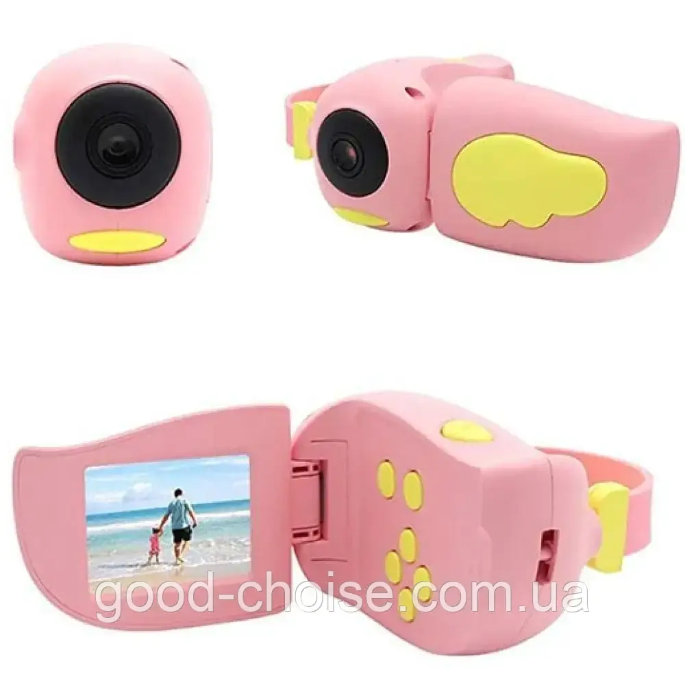 Дитячий фотоапарат-відеокамера Kids Camera DV-A100, Рожевий / Дитяча відеокамера / Фотоапарат для дитини з іграми, фото 1