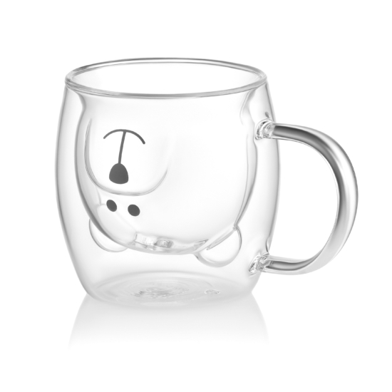 Набір чашок із ручками та подвійними стінками ARDESTO Animals, 250 мл, 2 шт., боросилікатне скло, прозорий