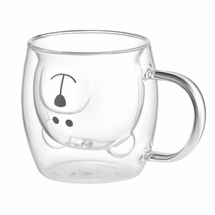 Набір чашок із ручками та подвійними стінками ARDESTO Animals, 250 мл, 2 шт., боросилікатне скло, прозорий, фото 2