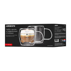 Набір чашок із ручками та подвійними стінками ARDESTO Animals, 250 мл, 2 шт., боросилікатне скло, прозорий, фото 3