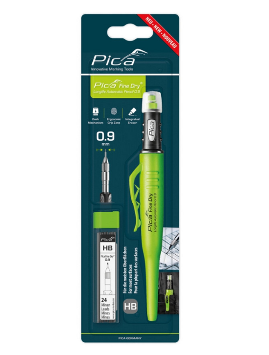 Олівець механічний PICA 7070 Fine Dry Long Life + стержні 0.9мм HB,70703, фото 1