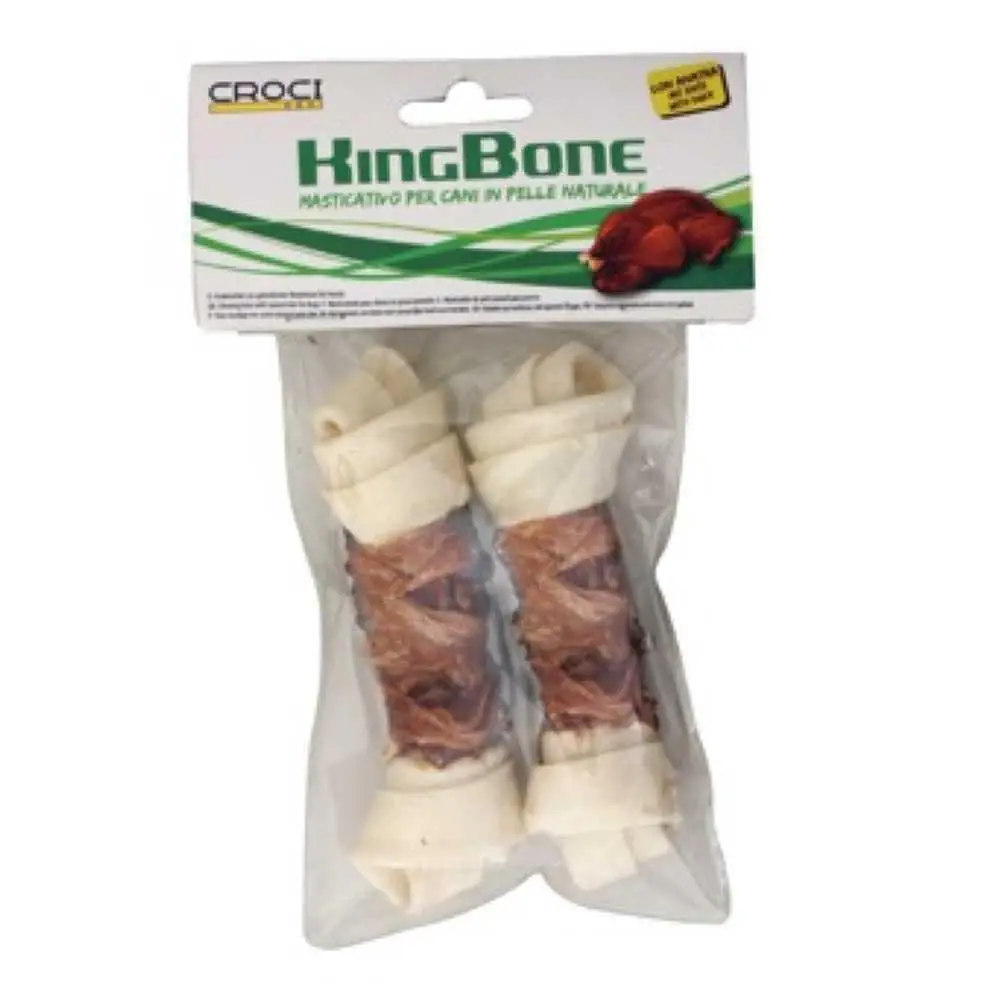 Ласощі для собак кістка жилована вузлова з качкою Croci KingBone Duck 11см 30гр 2шт/уп