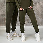 Жіночі зимові спортивні штани хакі на флісі на резинці, фото 4