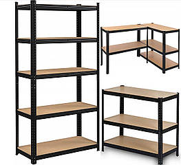 Стелаж металевий 180x90x30  5 полиць (чорний) AIW82