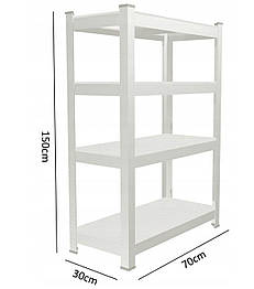 Стелаж металевий 150x70x30 4 полиці (чорний) AIW83