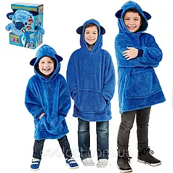 Дитяча толстовка плед 3в1 з капюшоном та рукавами Huggle Pets Hoodie, Синій / Флісове худi дитяче