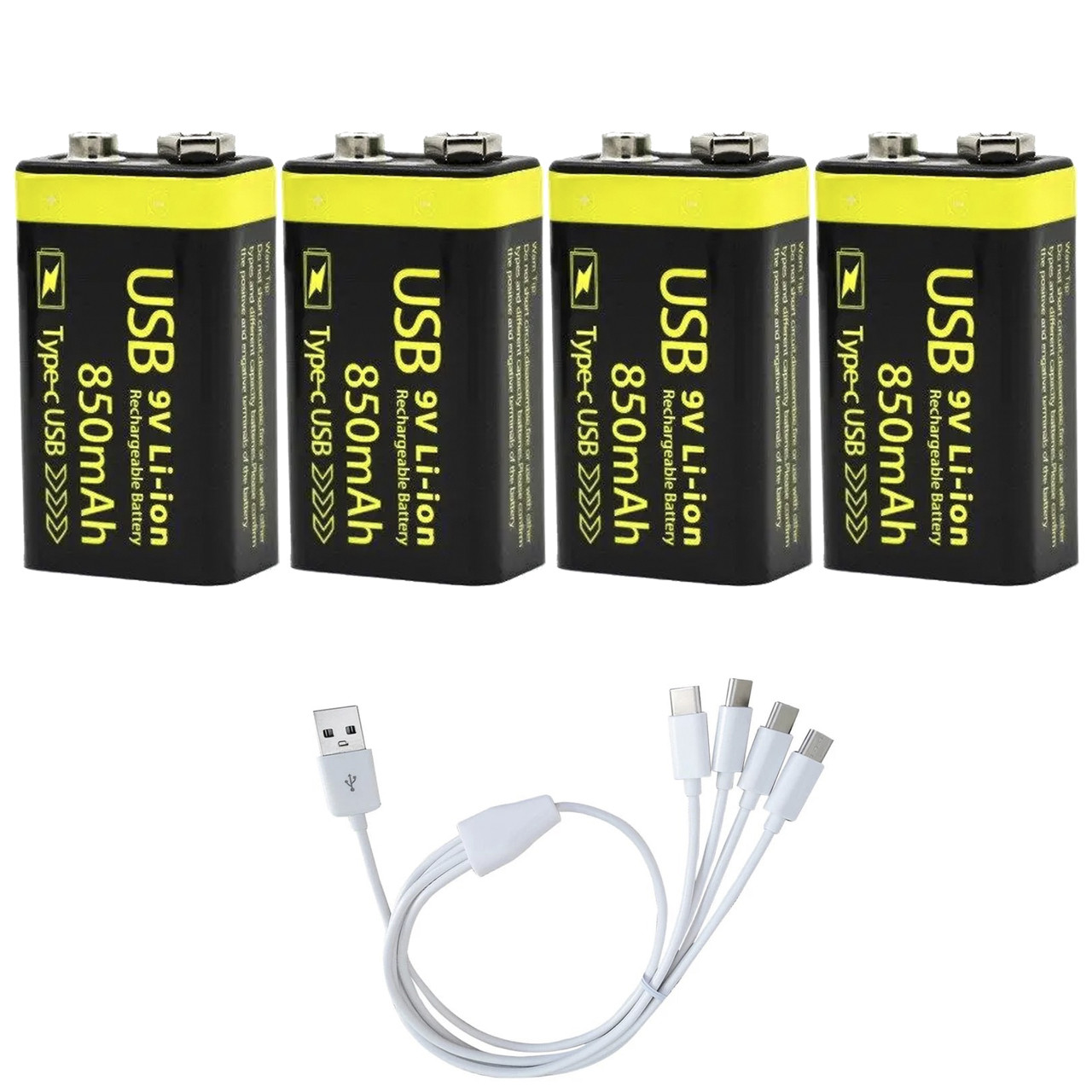 Крона акумулятор 9V Li-ion 850 мАг Type-C комплект 4 штуки