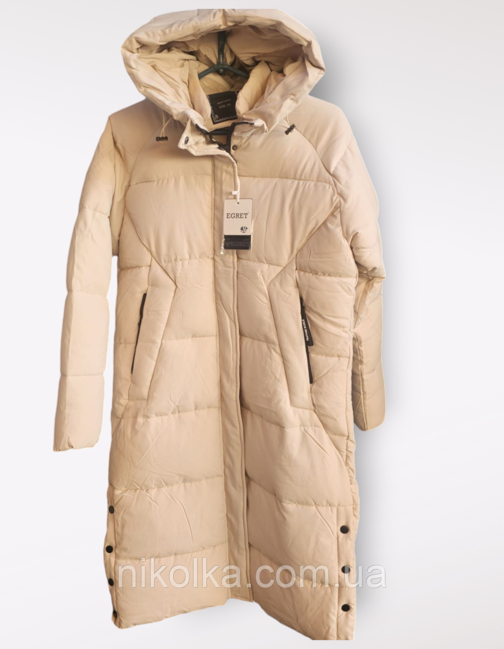 Куртка подовжена утеплена жіноча оптом, Egret, S-2XL рр., арт. W20142