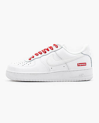 Кросівки Nike Air Force 1 x Supreme Low White / Найк Аїр Форс 1 Суприм Низькі Білі з Червоним, фото 1