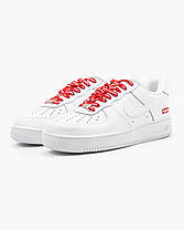 Кросівки Nike Air Force 1 x Supreme Low White / Найк Аїр Форс 1 Суприм Низькі Білі з Червоним, фото 5