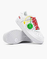 Чоловічі Кросівки Nike Air Force 1 x Supreme Low White / Найк Аїр Форс 1 Суприм Низькі Білі з Червоним, фото 6