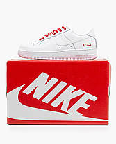 Кросівки Nike Air Force 1 x Supreme Low White / Найк Аїр Форс 1 Суприм Низькі Білі з Червоним, фото 3