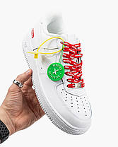 Кросівки Nike Air Force 1 x Supreme Low White / Найк Аїр Форс 1 Суприм Низькі Білі з Червоним, фото 4