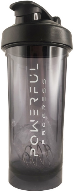 Шейкер для спорту Powerful Progress Shaker With Metall Ball 600 ml черный, фото 1