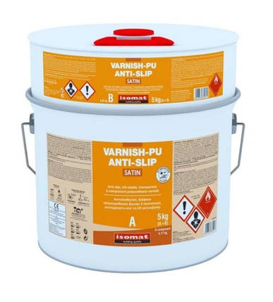 Ваніш ПУ Анти Слип / Varnish PU Anti-Slip сатин - двокомпонентний противоскользящий прозорий поліуретановий лак 5 кг, фото 1