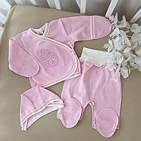 К-м "Немовля-2" з вишивкою.Розпашонка,повзуни,чепчик Рожевий Інтерлок арт.27082377  Зріст 56-38(р)