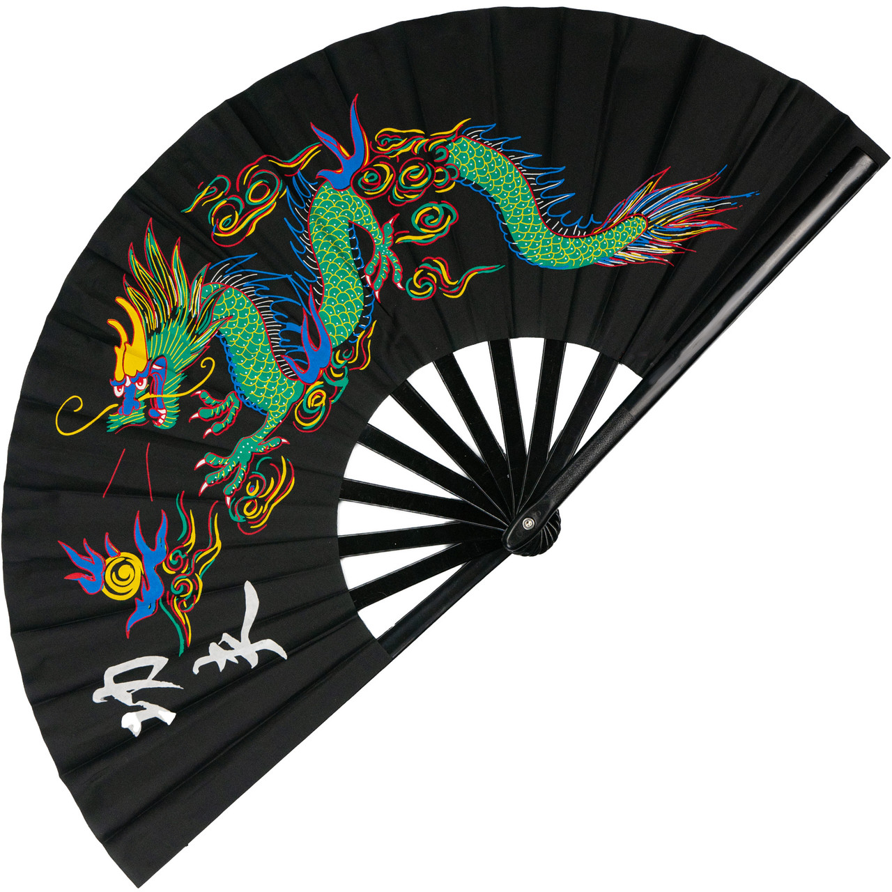 Віяло для танцю, для кунг-фу 34х64 см чорний (C3458)