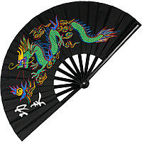 Віяло для танцю, для кунг-фу 34х64 см чорний (C3458)