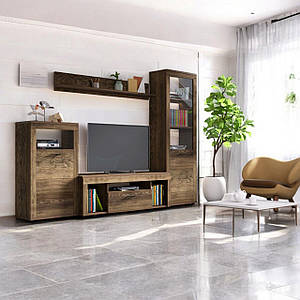 Стінка у вітальню з вітриною Остін 1 сучасні модульні стінки для вітальні під телевізор модульна вітальня в зал кімнату