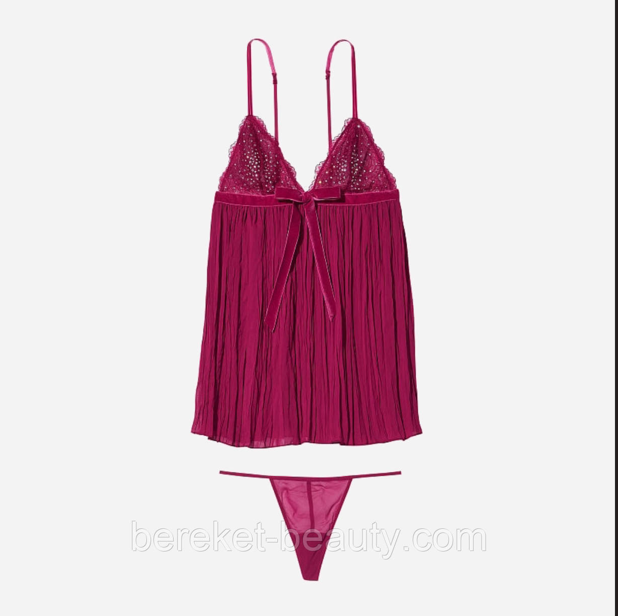 Пінюар Victoria's Secret Pleated Embellished Babydoll (Wine), M