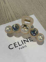 Крабик для волосся Селін блідо-рожевий із камінням