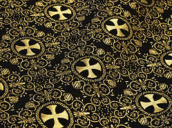 Шовкова церковна тканини Алания чорна із золотом