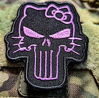 Шеврон вишитий Каратель у стилі hello kitty, патч на липучці велкро + м'якушка в комплекті