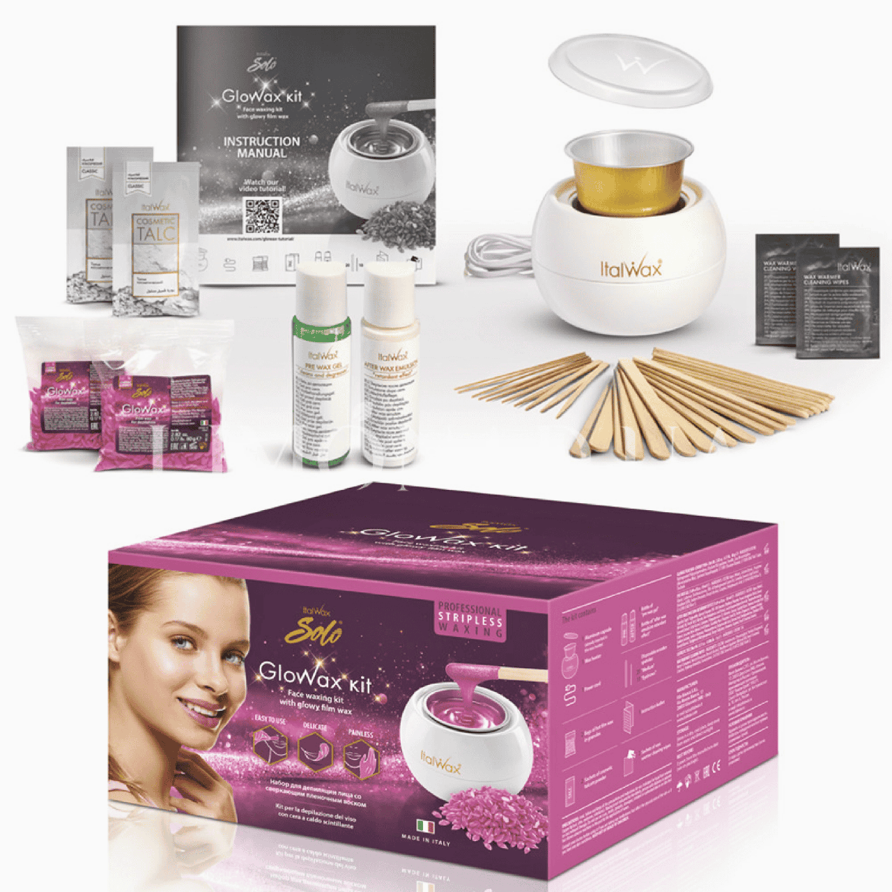 Набір Solo GloWax Kit 9 в 1 для депіляції обличчя гарячим плівковим гранульованим воском