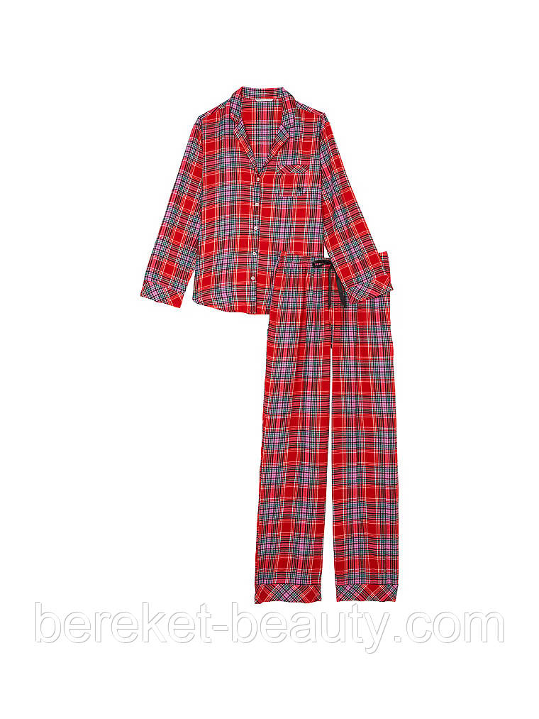 Піжама Victoria's Secret Flannel Long Pajama Set (Lipstick Beauty Plaid), S