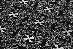 Шовкова церковна тканини Алания чорна з сріблом