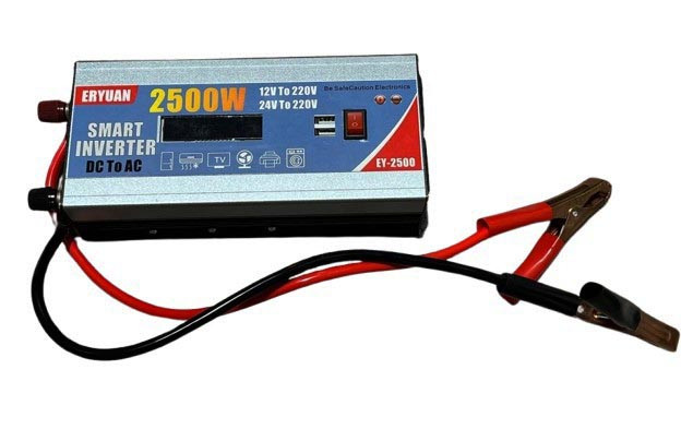 Перетворювач постійного струму інвертор EY-2500 2500 Вт з дисплеєм 12/24 В 2 USB