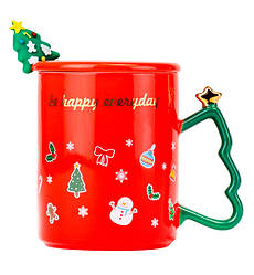 Кружка новорічна "Ялинка", 350 мл., кераміка., колір - червоний