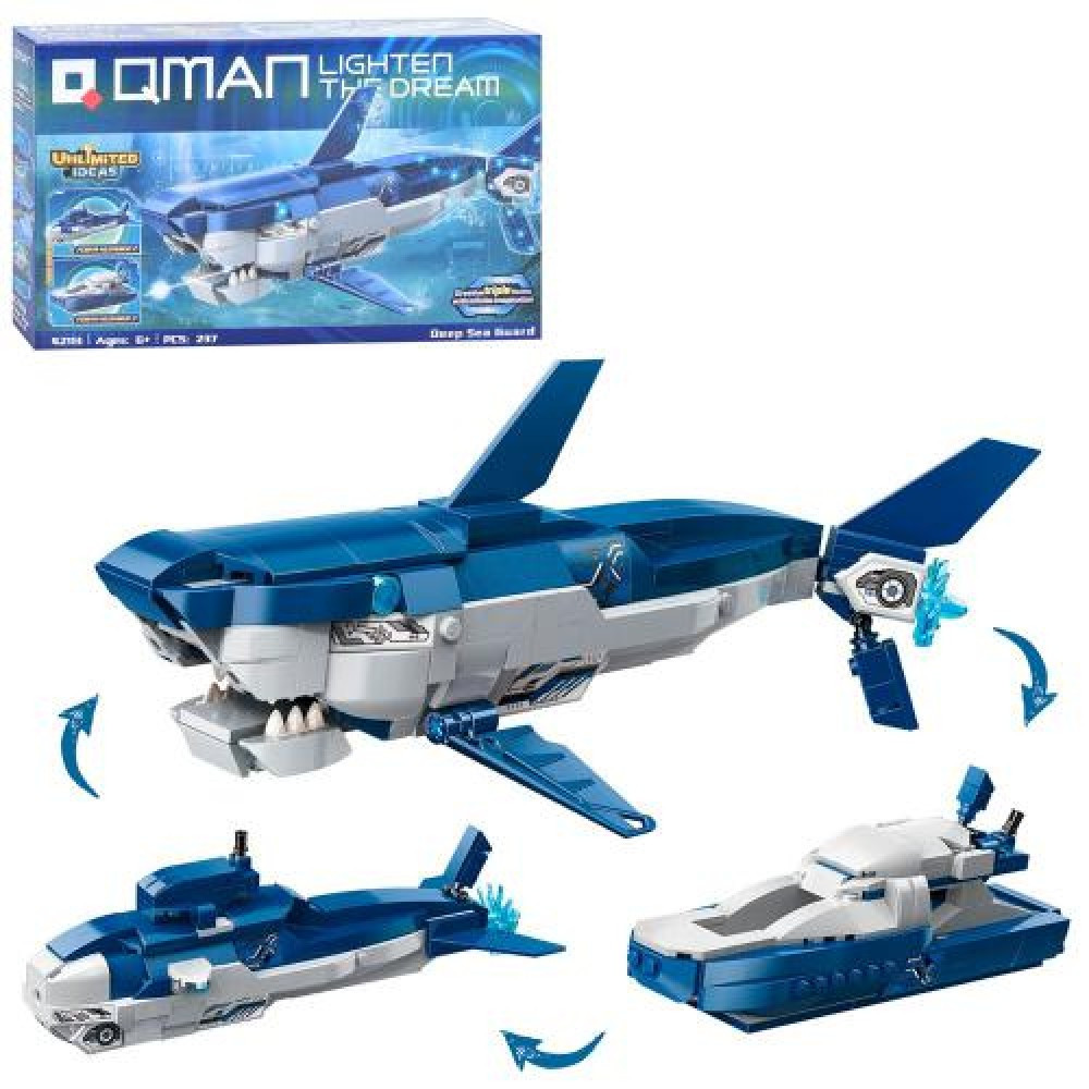 Конструктор Qman 42113, 3в1 (акула, підкладка, патрульне судно), 237 деталей, фото 1