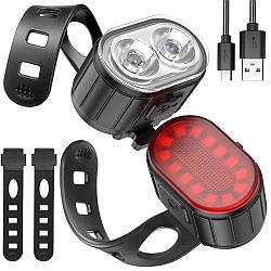 Велосипедний ліхтар із заднім габаритом, 4 режими, USB, ZH-078 / Фари на велосипед / Велоліхтар з водозахистом