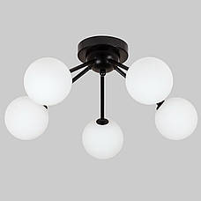Чорна стельова люстра з білими кулями на 5 ламп Five-Light (61-X1005F-5 BK+WH (120)), фото 4