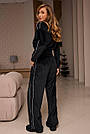 Велюровий жіночий костюм спортивний ЧОРНИЙ на молнії STYLE 001, фото 8