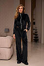 Велюровий жіночий костюм спортивний ЧОРНИЙ на молнії STYLE 001, фото 2