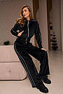 Велюровий жіночий костюм спортивний ЧОРНИЙ на молнії STYLE 001, фото 10