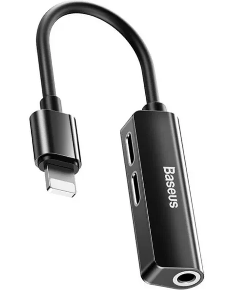 Адаптер Baseus L52 3in1 Lightning Male to 3.5mm+2 Lightning Female Black (CALL52-01)