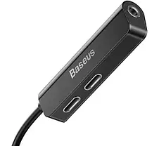 Адаптер Baseus L52 3in1 Lightning Male to 3.5mm+2 Lightning Female Black (CALL52-01), фото 3