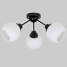Чорна стельова люстра з білими кулями на 3 лампи Triple Globe  (61-X1005F-5 BK+WH (120)), фото 5