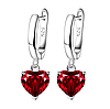 Комплект срібних прикрас з червоним сердечком 925 проби Red Heart Set сережки, підвіска, кільце, фото 5